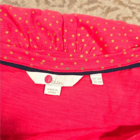 Boden Gold Metallic Polka Dot Short Sleeve Dress Women Size 12R Peplum Tiered - Picture 3 of 9